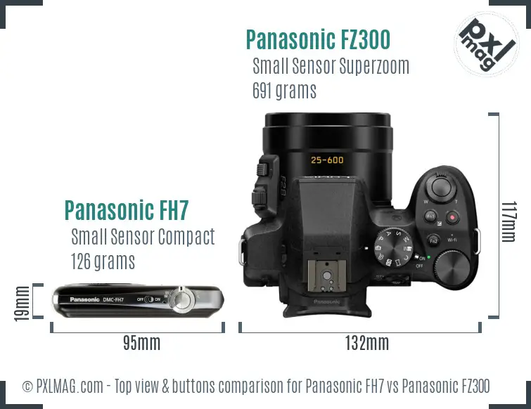 Panasonic FH7 vs Panasonic FZ300 top view buttons comparison