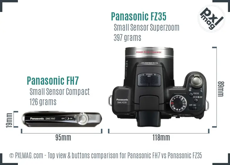 Panasonic FH7 vs Panasonic FZ35 top view buttons comparison