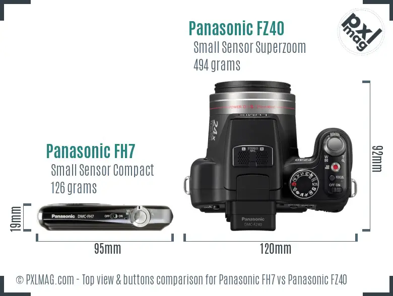 Panasonic FH7 vs Panasonic FZ40 top view buttons comparison