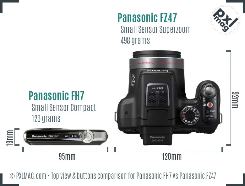 Panasonic FH7 vs Panasonic FZ47 top view buttons comparison