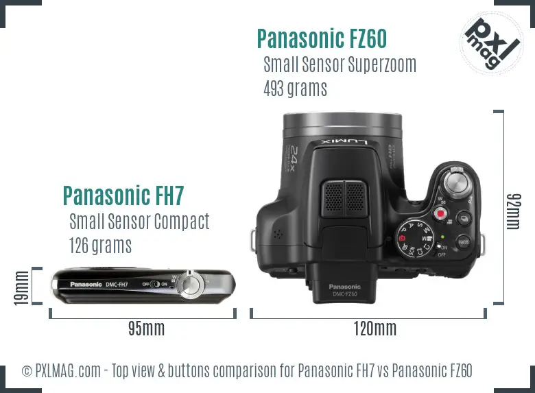 Panasonic FH7 vs Panasonic FZ60 top view buttons comparison