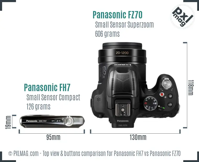 Panasonic FH7 vs Panasonic FZ70 top view buttons comparison