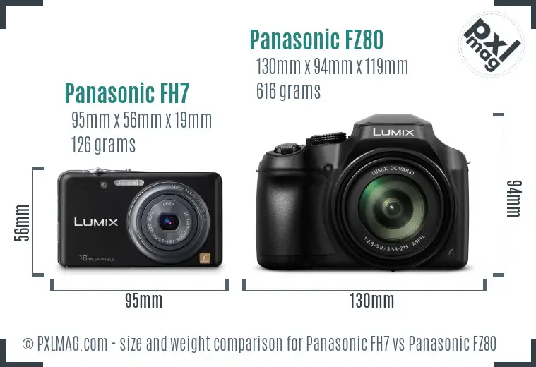 Panasonic FH7 vs Panasonic FZ80 size comparison