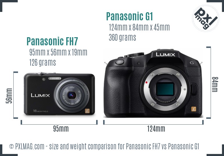 Panasonic FH7 vs Panasonic G1 size comparison Panasonic FH7 vs Panasonic G1 size comparison