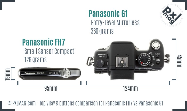 Panasonic FH7 vs Panasonic G1 top view buttons comparison