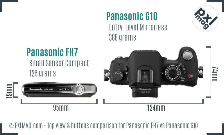 Panasonic FH7 vs Panasonic G10 top view buttons comparison