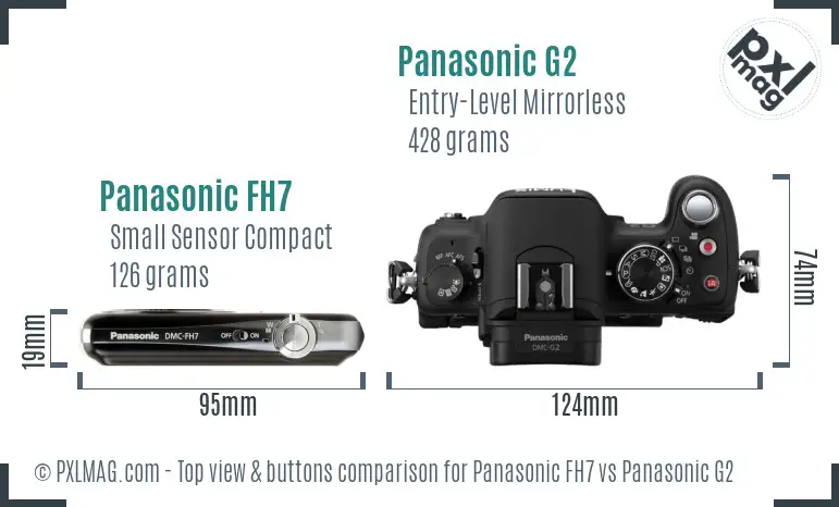 Panasonic FH7 vs Panasonic G2 top view buttons comparison