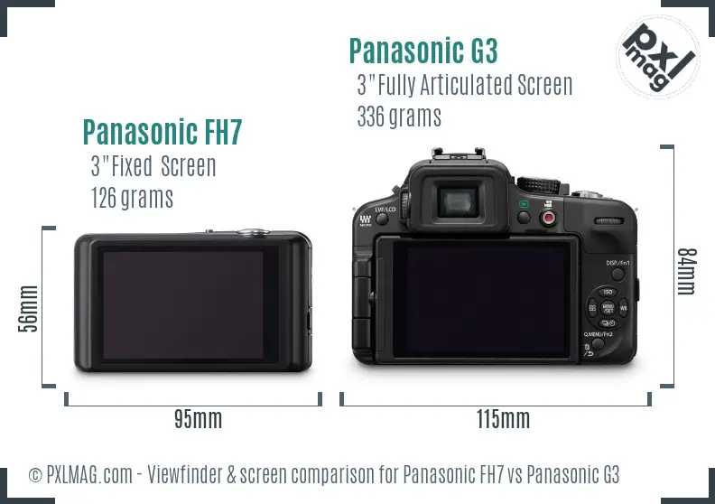 Panasonic FH7 vs Panasonic G3 Screen and Viewfinder comparison Panasonic FH7 vs Panasonic G3 Screen and Viewfinder comparison
