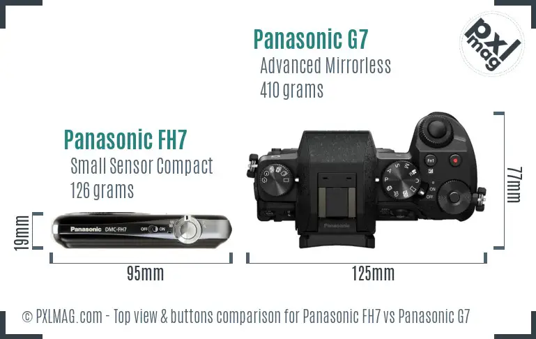 Panasonic FH7 vs Panasonic G7 top view buttons comparison