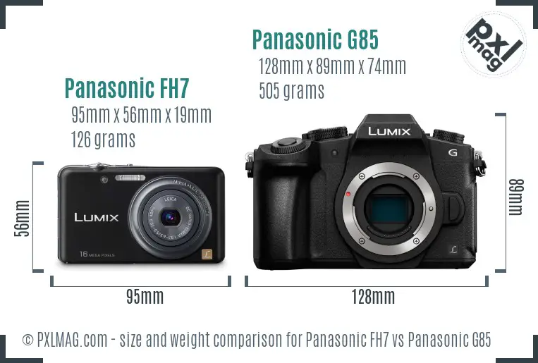Panasonic FH7 vs Panasonic G85 size comparison
