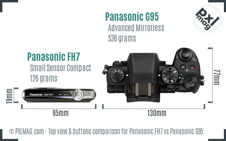 Panasonic FH7 vs Panasonic G95 top view buttons comparison