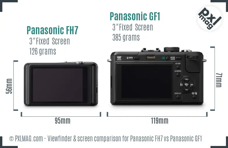 Panasonic FH7 vs Panasonic GF1 Screen and Viewfinder comparison Panasonic FH7 vs Panasonic GF1 Screen and Viewfinder comparison