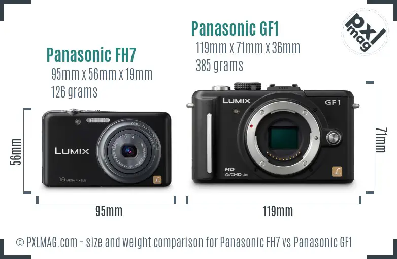 Panasonic FH7 vs Panasonic GF1 size comparison Panasonic FH7 vs Panasonic GF1 size comparison