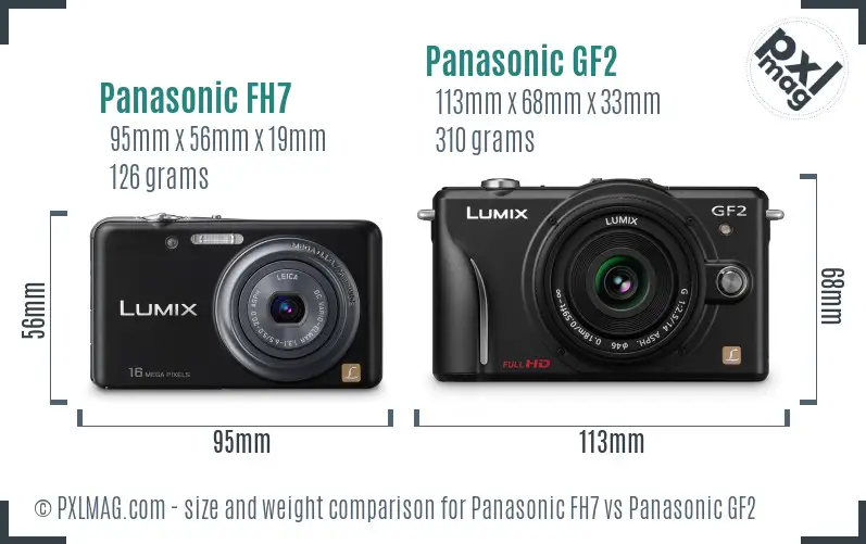 Panasonic FH7 vs Panasonic GF2 size comparison