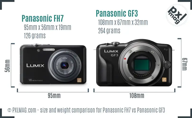 Panasonic FH7 vs Panasonic GF3 size comparison Panasonic FH7 vs Panasonic GF3 size comparison