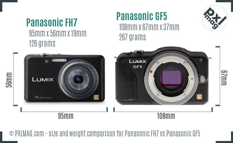 Panasonic FH7 vs Panasonic GF5 size comparison