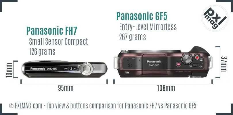 Panasonic FH7 vs Panasonic GF5 top view buttons comparison