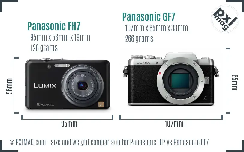Panasonic FH7 vs Panasonic GF7 size comparison