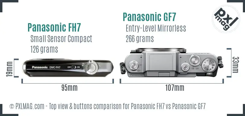 Panasonic FH7 vs Panasonic GF7 top view buttons comparison
