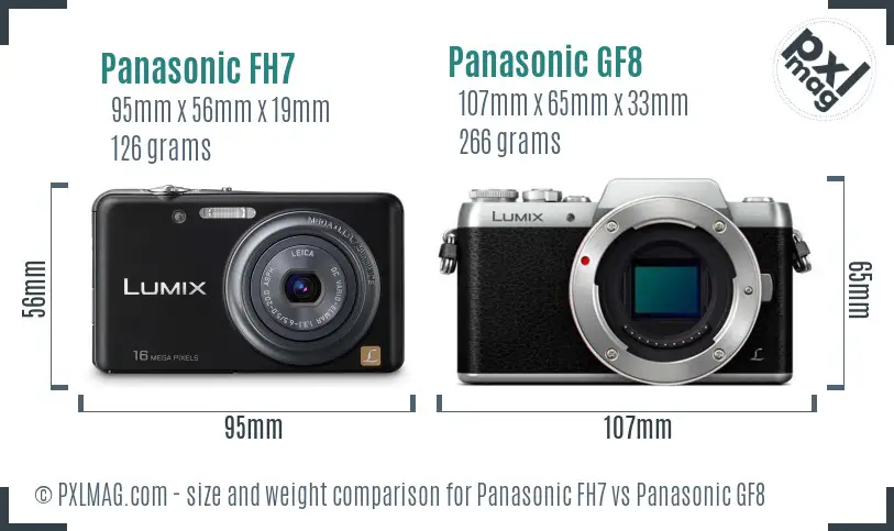 Panasonic FH7 vs Panasonic GF8 size comparison