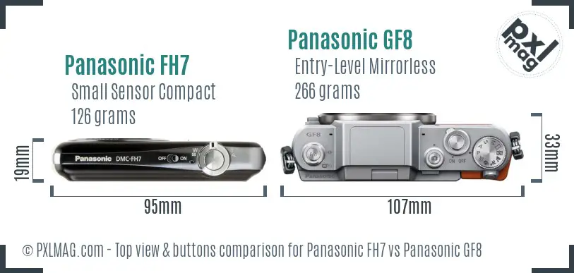 Panasonic FH7 vs Panasonic GF8 top view buttons comparison