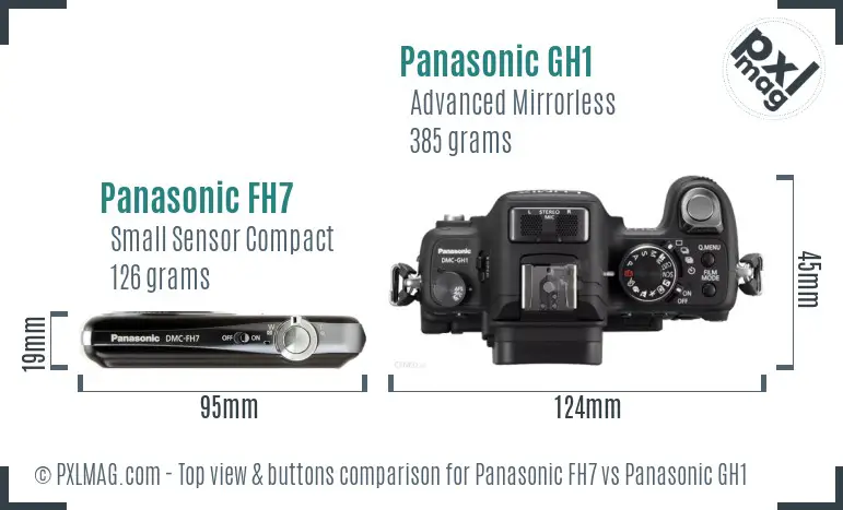 Panasonic FH7 vs Panasonic GH1 top view buttons comparison
