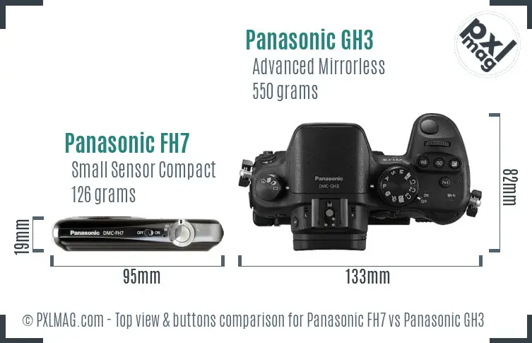 Panasonic FH7 vs Panasonic GH3 top view buttons comparison