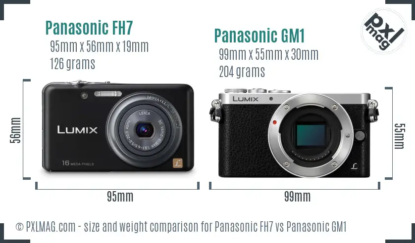 Panasonic FH7 vs Panasonic GM1 size comparison
