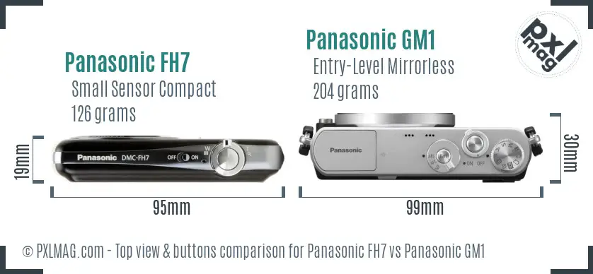 Panasonic FH7 vs Panasonic GM1 top view buttons comparison
