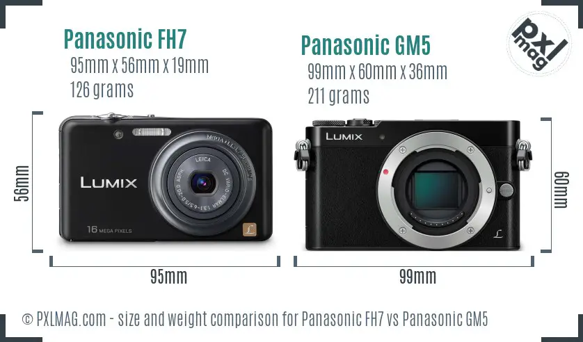 Panasonic FH7 vs Panasonic GM5 size comparison