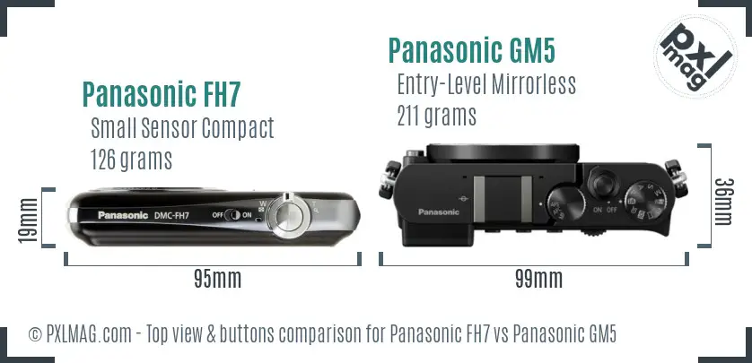 Panasonic FH7 vs Panasonic GM5 top view buttons comparison