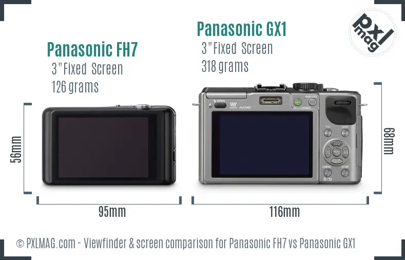 Panasonic FH7 vs Panasonic GX1 Screen and Viewfinder comparison