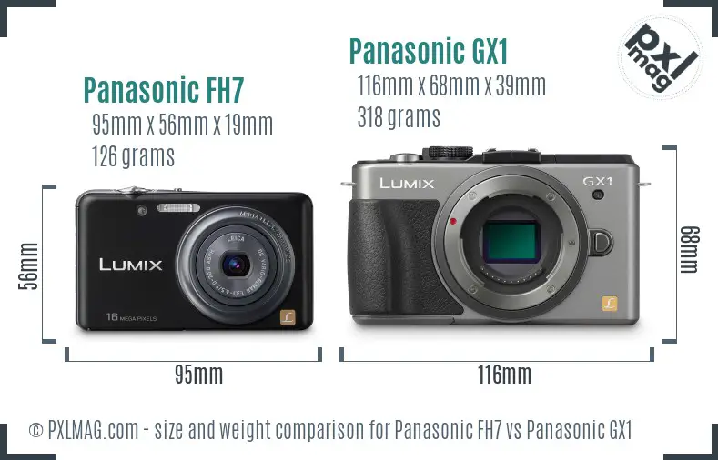 Panasonic FH7 vs Panasonic GX1 size comparison