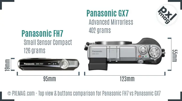 Panasonic FH7 vs Panasonic GX7 top view buttons comparison