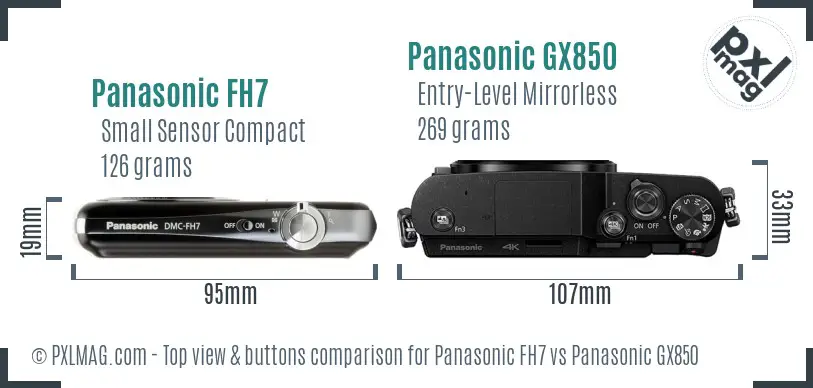 Panasonic FH7 vs Panasonic GX850 top view buttons comparison