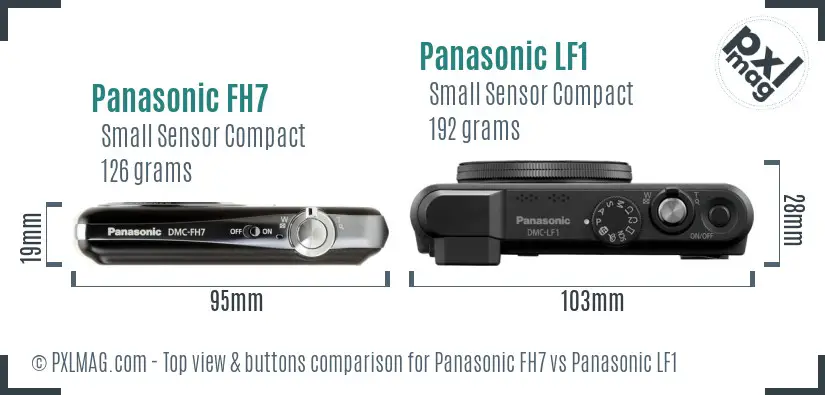 Panasonic FH7 vs Panasonic LF1 top view buttons comparison
