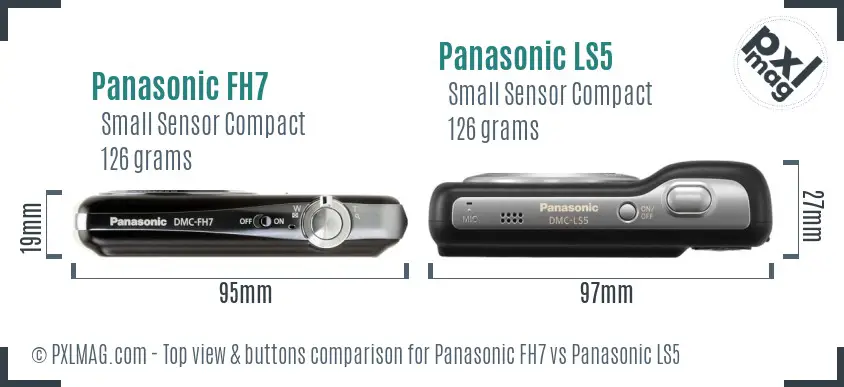 Panasonic FH7 vs Panasonic LS5 top view buttons comparison