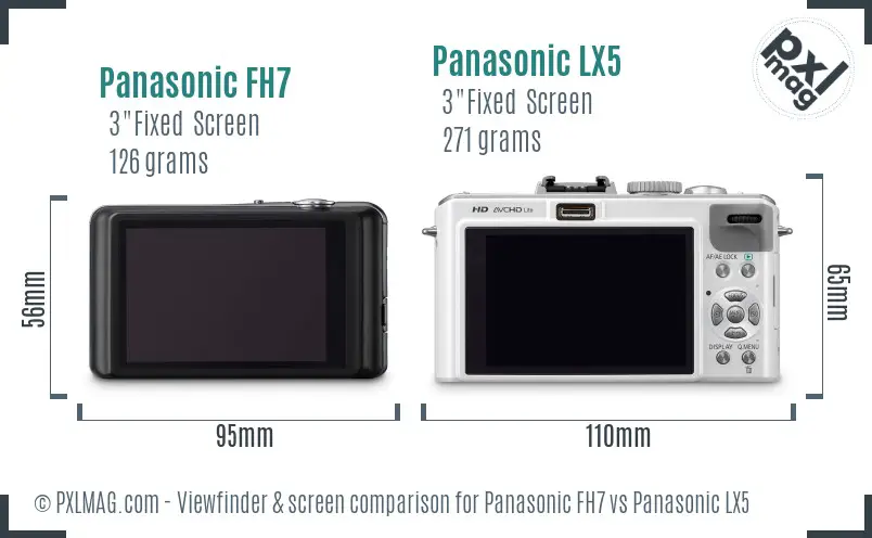Panasonic FH7 vs Panasonic LX5 Screen and Viewfinder comparison Panasonic FH7 vs Panasonic LX5 Screen and Viewfinder comparison