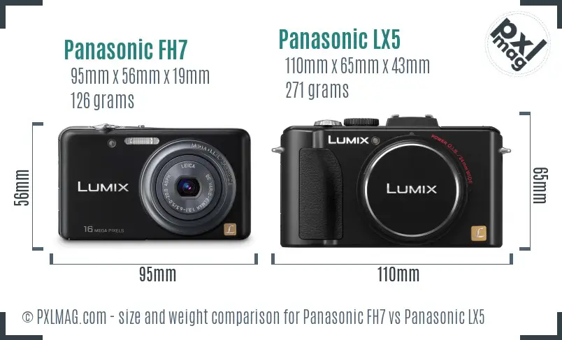 Panasonic FH7 vs Panasonic LX5 size comparison Panasonic FH7 vs Panasonic LX5 size comparison