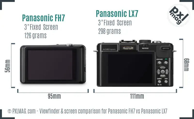 Panasonic FH7 vs Panasonic LX7 Screen and Viewfinder comparison Panasonic FH7 vs Panasonic LX7 Screen and Viewfinder comparison