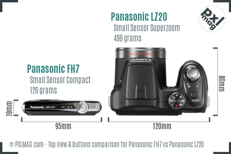 Panasonic FH7 vs Panasonic LZ20 top view buttons comparison