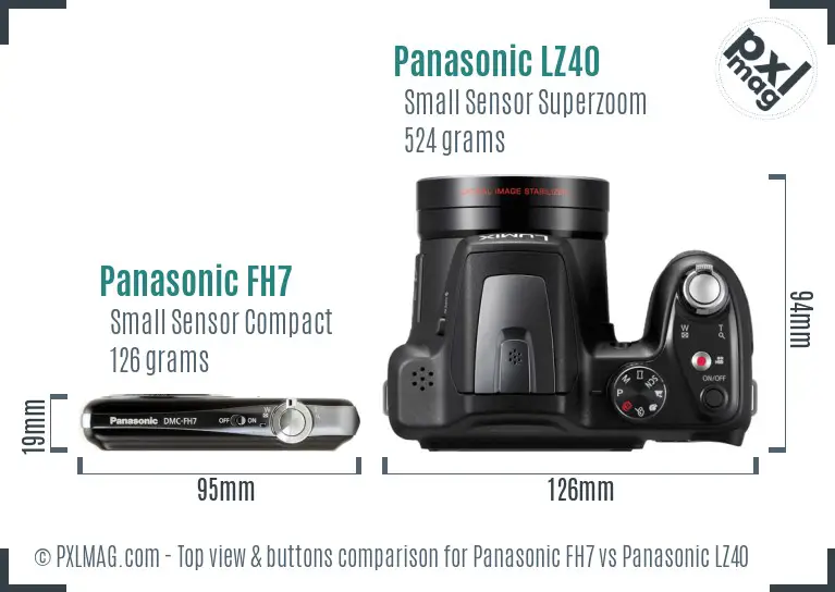 Panasonic FH7 vs Panasonic LZ40 top view buttons comparison