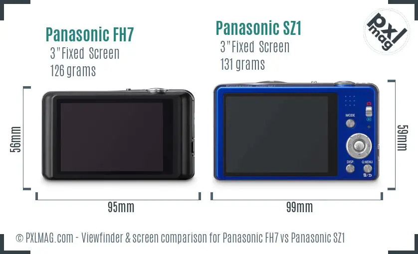 Panasonic FH7 vs Panasonic SZ1 Screen and Viewfinder comparison