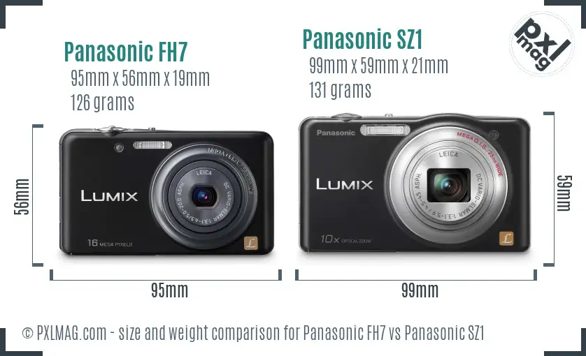Panasonic FH7 vs Panasonic SZ1 size comparison
