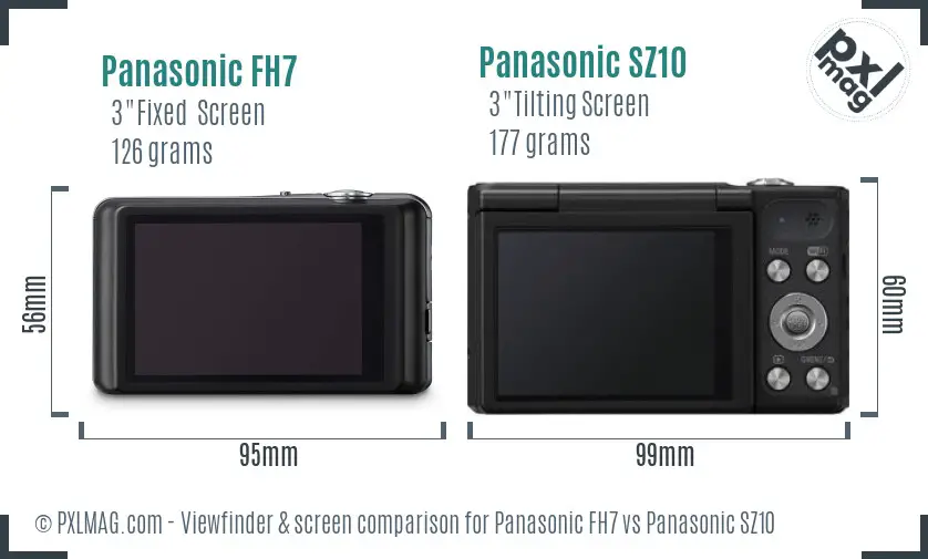 Panasonic FH7 vs Panasonic SZ10 Screen and Viewfinder comparison