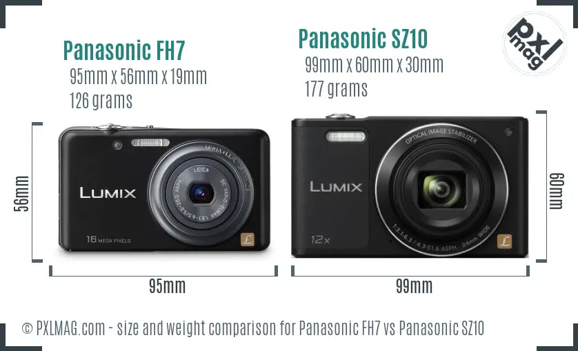 Panasonic FH7 vs Panasonic SZ10 size comparison