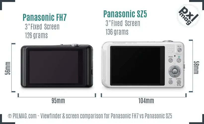Panasonic FH7 vs Panasonic SZ5 Screen and Viewfinder comparison