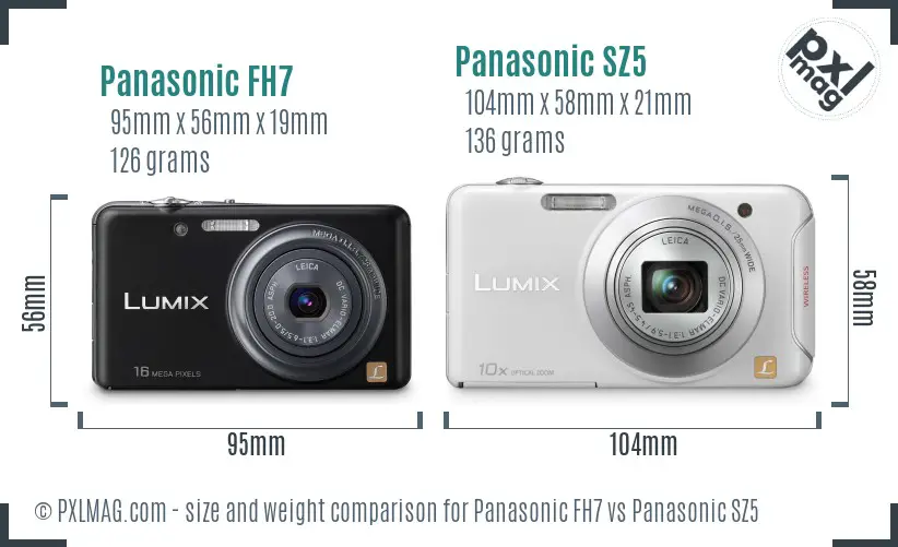 Panasonic FH7 vs Panasonic SZ5 size comparison