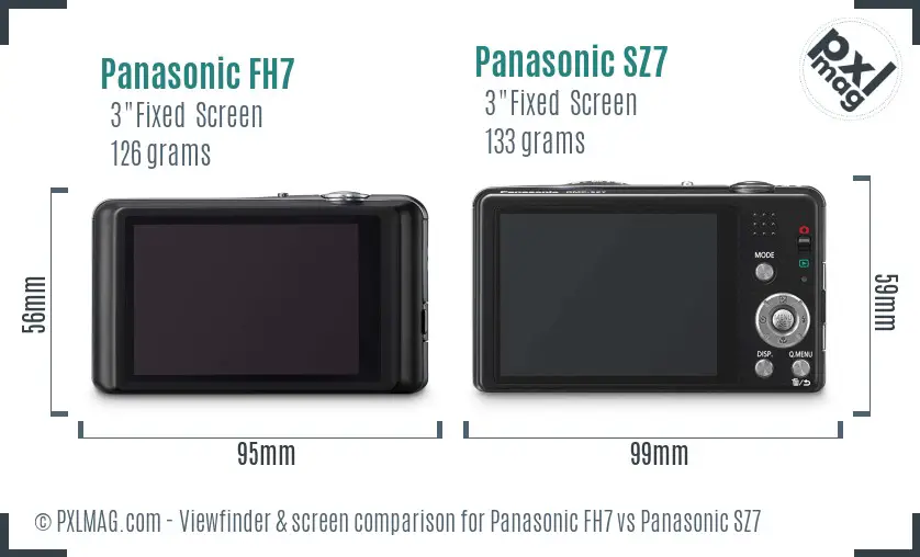 Panasonic FH7 vs Panasonic SZ7 Screen and Viewfinder comparison