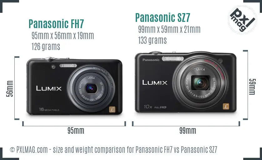 Panasonic FH7 vs Panasonic SZ7 size comparison